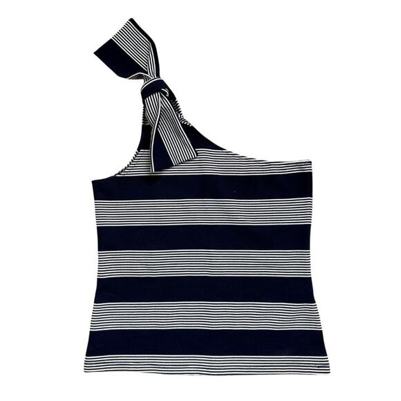 Bishop + Young One-Shoulder Tie Tank Navy S - Picture 4 of 12
